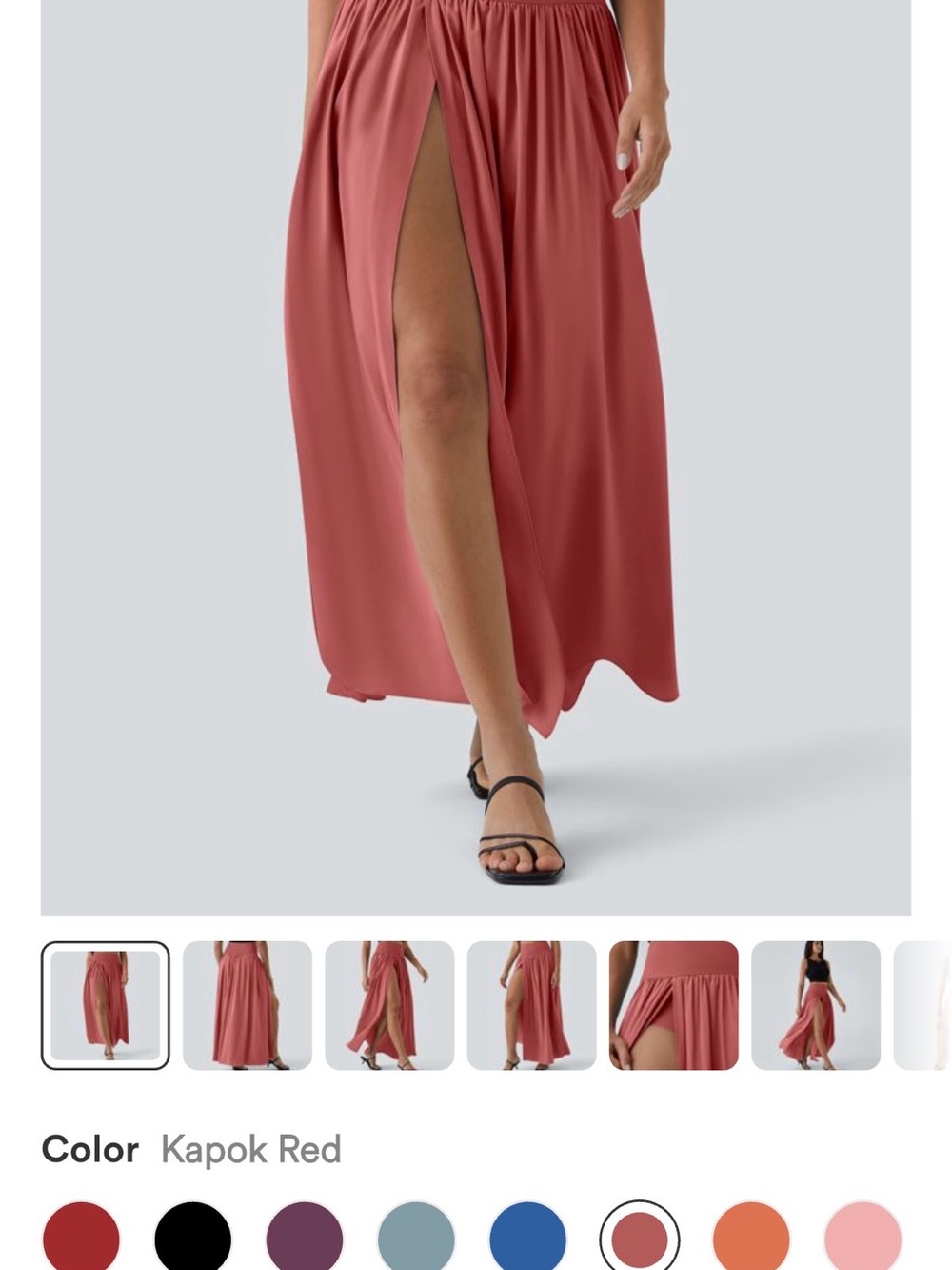HALARA Kapok Red Maxi Skirt with High Front Slit